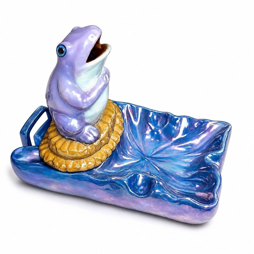 Vintage Porcelain Luster Ware Frog Ashtray